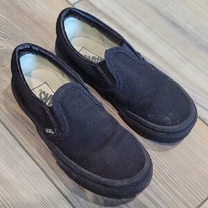 Vans Kids Black Canvas Slip-On Sneakers